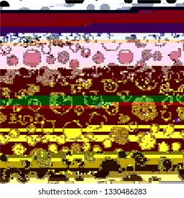 Grunge glitched color pixel background. Glitch distress texture. Cyber hacker attack theme creative design template. EPS10 vector