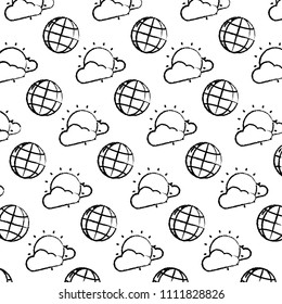 grunge global connection and sun with clouds background
