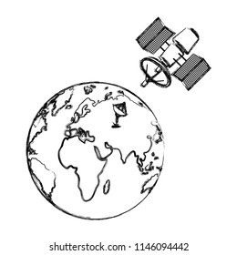 grunge global earth planet with satellite technology