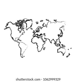 grunge global geography map with continents world