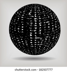 Grunge globe on grey background. vector illustration.