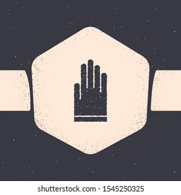 Grunge Gloves icon isolated on grey background. Extreme sport. Diving underwater equipment. Monochrome vintage drawing. Vector Illustration