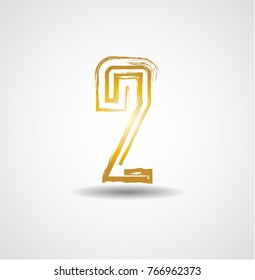 Grunge gold Number Design . Dirty Textured fonts. Vector Illustration.
