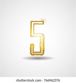 Grunge gold Number Design . Dirty Textured fonts. Vector Illustration.