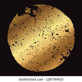 Grunge gold round shape.Old vintage golden frame.