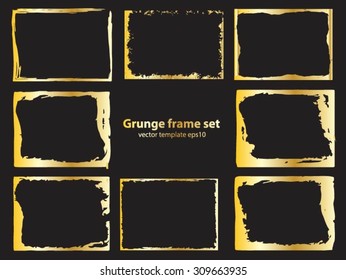 Grunge golden background set.Grunge golden frames.Vector illustration.