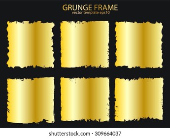 Grunge golden background set.Grunge golden frames.Vector illustration.