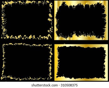 Grunge golden background set.Grunge golden frames.Vector illustration.