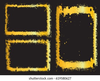 Grunge golden background set.Grunge golden frames.Vector illustration.