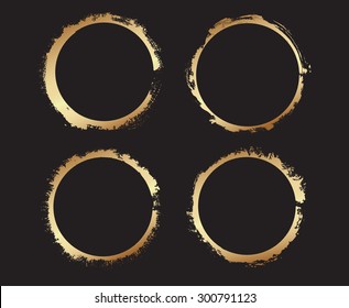 Grunge golden circles.Grunge golden frames.Vector illustration.