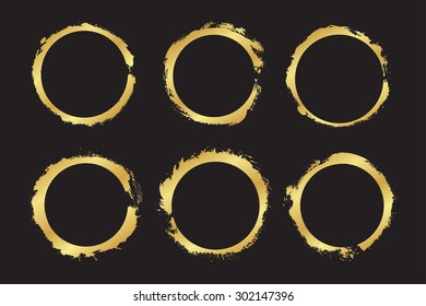 Grunge golden circles.Grunge golden frames.Vector illustration.