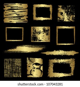 Grunge golden frames vector