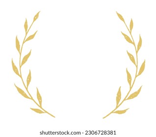 Grunge golden laurel wreath frame