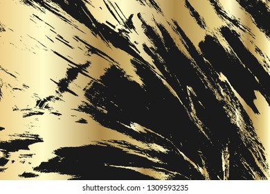 Grunge golden paint texture. Distress gold gradient background. Noise rectangle stamp. Metallic grunge background. Vector illustration