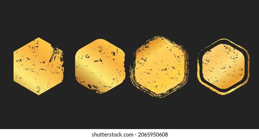 Grunge golden shapes. Rough shapes in gold colour gradient.