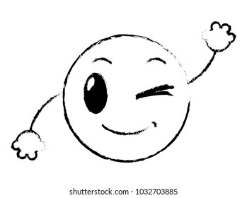 grunge good emoji face expression with arms