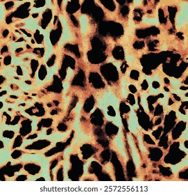 Grunge Gothic Style Neon and Stylish Leopard Skin Seamless Pattern, Animal skin panther, Fabric, Print, All over Print, Cheetah, glow, Vector Art, Dots, Flow, Abstract, Suitable for printing surface