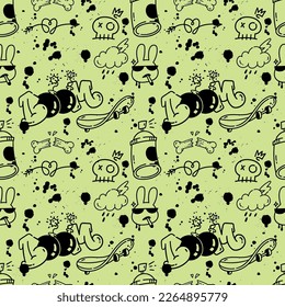 Grunge Graffiti Art Seamless Pattern