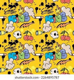 Grunge Graffiti Art Seamless Pattern