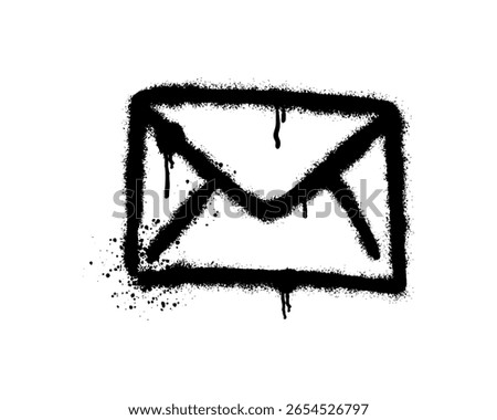 Grunge Graffiti Black Mail Envelope Icon with Dripping Ink Spray Effect