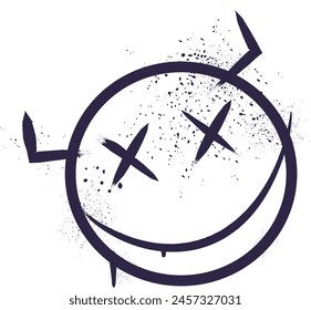 Grunge Graffiti Dead Smiley Isolated Vektorgrafik Scribble Icon auf Transparenthintergrund