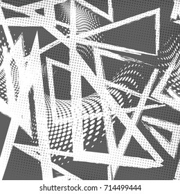 Grunge graffiti seamless pattern with triangle elements
