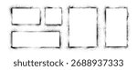 Grunge graffiti stencil frames with spray paint borders. Black vector rectangles and squares. Airbrushing paint banners, splatter ink shapes.  Places for text or pictures. Graffiti spraypaint element.