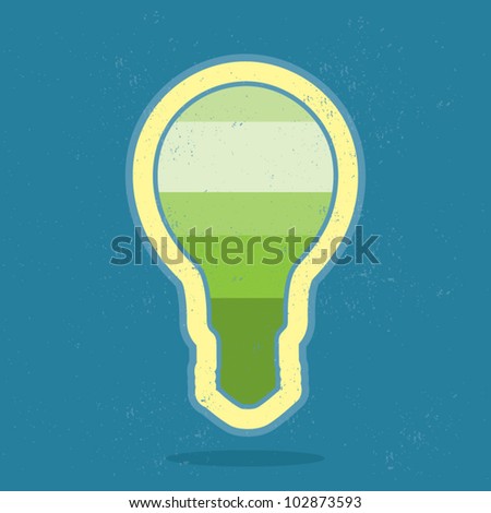 Grunge and grained old retro background, bulb with graphic value presentation inside, retro smart business info graphic concept, vector illustration