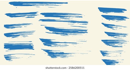 Grunge grainy blue brush stroke with spray texture. Hand drawn distress damaged vintage banner  modern background