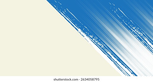 Grunge grainy blue brush stroke with spray texture. Hand drawn distress damaged vintage banner with zigzag bold line. Rough thick brush stroke texture.