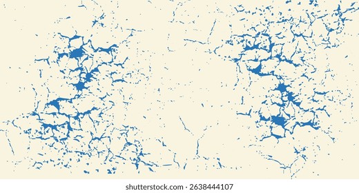 Grunge grainy blue brush stroke with spray texture. Hand drawn distress damaged vintage banner with zigzag bold line. Rough thick brush stroke texture. Spray paint effect vector background.