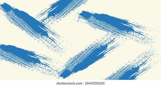 Grunge grainy blue brush stroke with spray texture. Hand drawn distress damaged vintage banner with zigzag bold line. Rough thick brush stroke texture