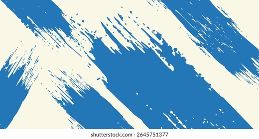 Grunge grainy blue brush stroke with spray texture. Hand drawn distress damaged vintage banner with zigzag bold line. Rough thick brush stroke texture. Spray paint modern arts
