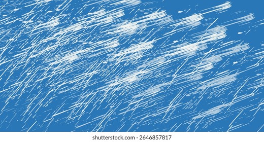 Grunge grainy blue brush stroke with spray texture. Hand drawn distress damaged vintage banner with zigzag bold line. Rough thick brush stroke texture. Spray paint effect vector background.