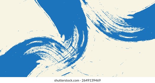 Grunge grainy blue brush stroke with spray texture. Hand drawn distress damaged vintage banner abstract simple