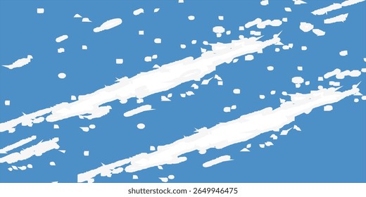Grunge grainy blue brush stroke with spray texture. Hand drawn distress damaged vintage banner with zigzag bold line. Rough thick brush stroke texture. Spray paint effect vector background.