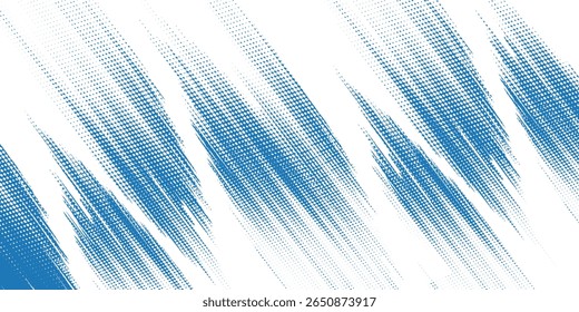 Grunge grainy blue brush stroke with spray texture. Hand drawn distress damaged vintage banner with zigzag bold line. Rough thick brush stroke texture. Spray paint modern arts