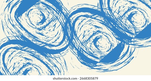 Pincelada azul granulada grunge con textura en spray. Anuncio vintage dañado de socorro dibujado a mano con línea audaz en zigzag. Textura gruesa y áspera de la pincelada. Vector de efecto de pintura en aerosol Ilustartion