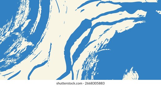 Pincelada azul granulada grunge con textura en spray. Anuncio vintage dañado de socorro dibujado a mano con línea audaz en zigzag. Textura gruesa y áspera de la pincelada. Vector de efecto de pintura en aerosol Ilustartion