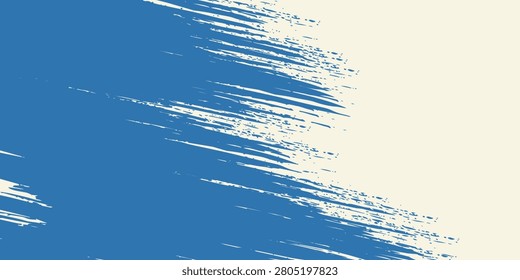 Grunge grainy blue brush stroke with spray textured on cream background. Modern wallpaper. Creamy pasta. Vector illustration