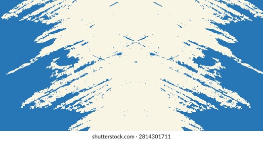 Grunge grainy blue brush stroke with spray texture. Hand drawn distress damaged vintage banner with zigzag bold line. Rough thick brush stroke texture. Spray paint effect vector background.