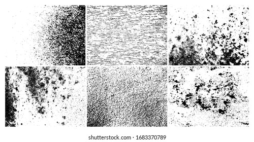 Grunge textura sucia granulada. Conjunto de seis abstractos fondos superpuestos de socorro urbano. Ilustración del vector