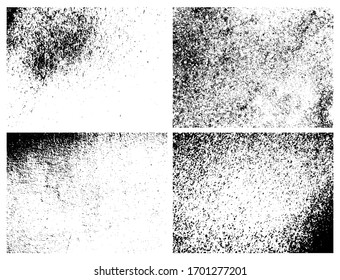 Grunge textura sucia granulada. Conjunto de cuatro abstractos fondos superpuestos de socorro urbano. Ilustración del vector