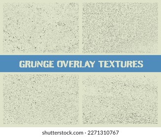 Grunge grainy overlay textures set.
