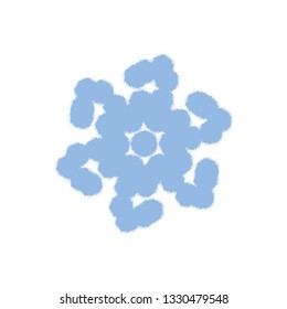 Grunge grainy snowflake isolated. Brushed christmas template. Distress painted star shape. Icon, badge, label, certificate background. Artistic design element. EPS10 vector