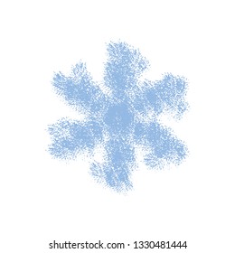Grunge grainy snowflake isolated. Brushed christmas template. Distress painted star shape. Icon, badge, label, certificate background. Artistic design element. EPS10 vector