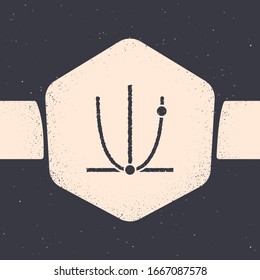 Grunge Graph, schedule, chart, diagram, infographic, pie graph icon isolated on grey background. Monochrome vintage drawing. Vector Illustration
