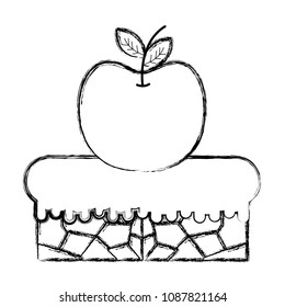 grunge graphic apple fruit in the flat scene