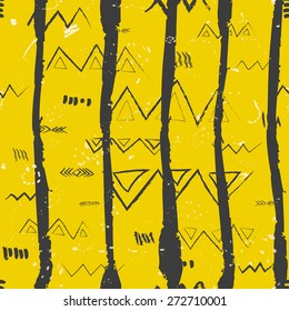 Grunge graphic ethnic seamless pattern. Abstract geometrical background. Vector, eps8.