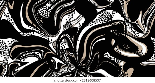 Grunge Graphic Prints. Elegant abstract seamless pattern. Vector illustration